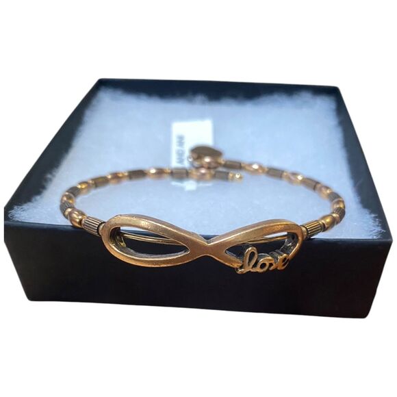 Alex and Ani Infinite Love Wrap Bangle Bracelet coppery gold finish Vintage-66 - Picture 1 of 11